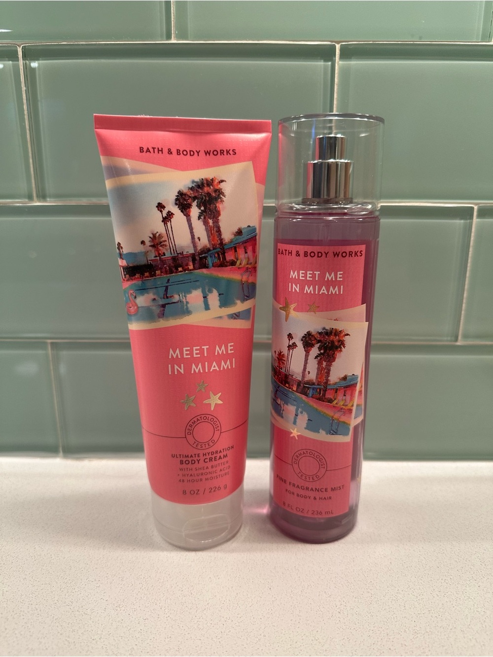Bath & Body Works Meet Me in Miami Pink Body Cream & Mist new
